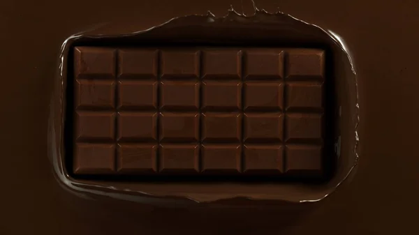 Chocolate Bar Dark Hot Melted Chocolate Close Top Shot — Stockfoto