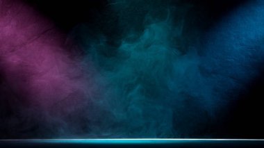 Neon atmospheric smoke, abstract background, close-up.