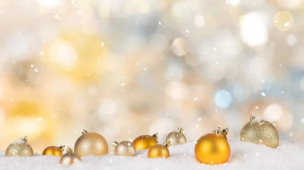 Christmas Still Life Bokeh Lights Snowflakes Falling — Stock fotografie