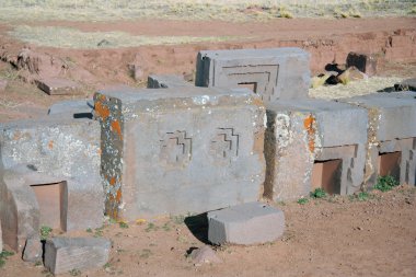 antik kalıntıları puma punku, tiwanaku, Bolivya