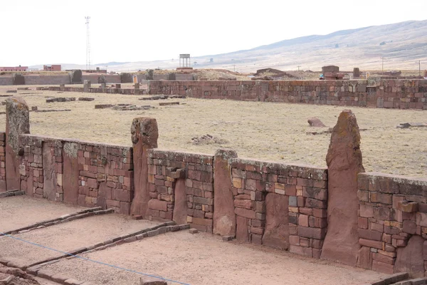 Mura dell'antico tempio Kalasasaya, Tiwanaku, Bolivia — Foto Stock