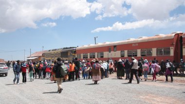 Tiwanaku tren istasyonu Bolivya, Güney Amerika