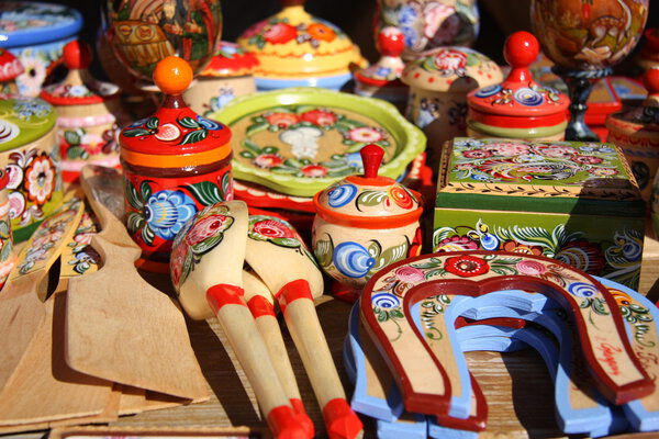 Traditional Russian wooden souvenirs