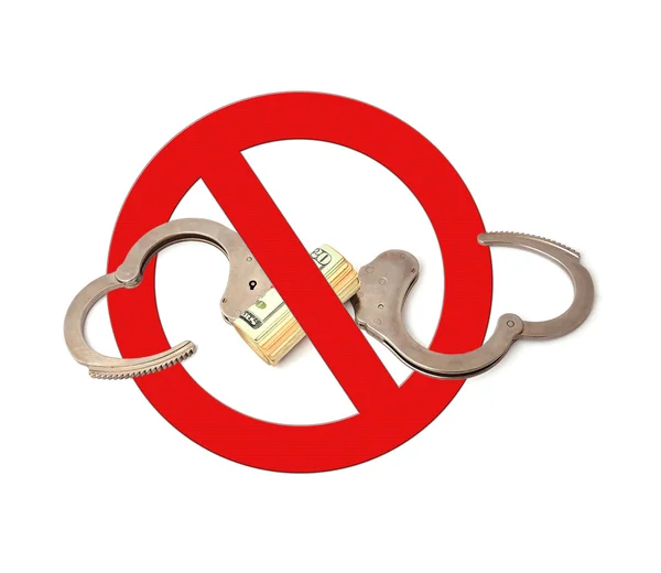 Symbol prohibiting handcuffs — Stock Photo, Image