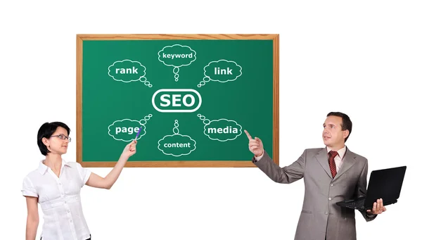 Weist auf seo-Schema hin — Stockfoto