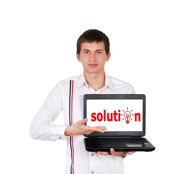 Solução no laptop — Fotografia de Stock