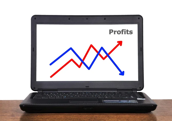 Portátil con beneficio gráfico — Foto de Stock