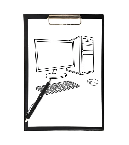 Clipboard and drawing computer — Stock Photo, Image