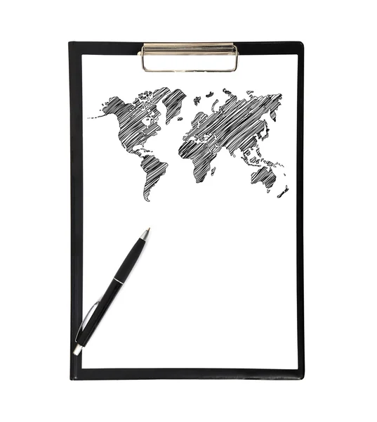 Clipboard and world map — Stock Photo, Image