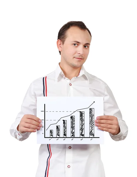 Businessman holding a chart of growth — Stock Photo, Image