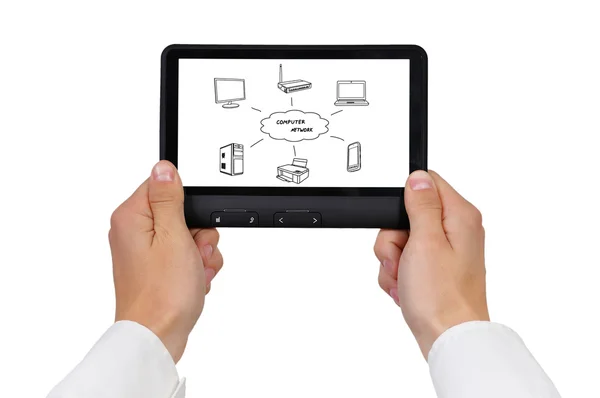 Touchpad i händer — Stockfoto