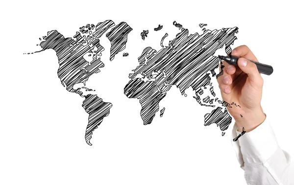 Drawing world map — Stock Photo, Image