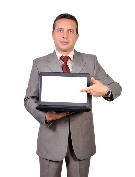 Geschäftsmann mit Laptop — Stockfoto