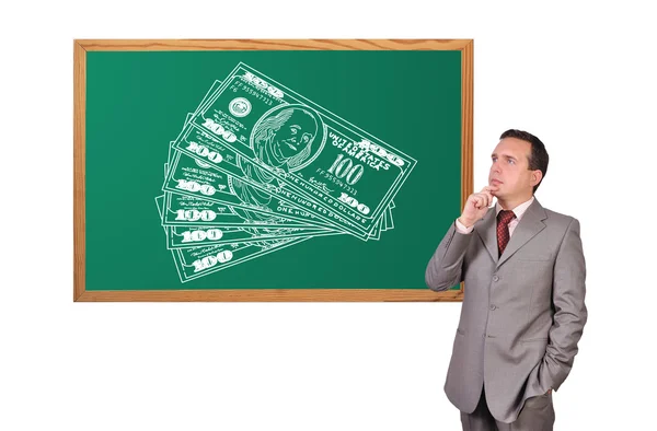 Man dreaming and dollars — Stock Photo, Image