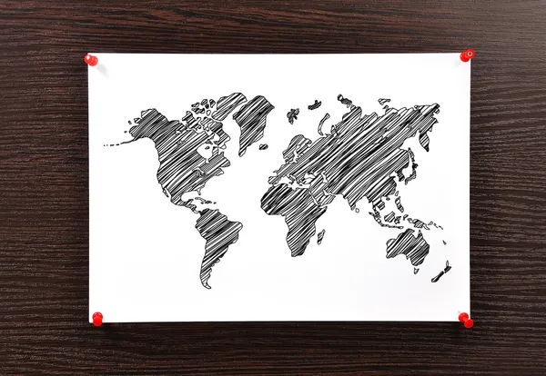 Nota mapa del mundo — Foto de Stock