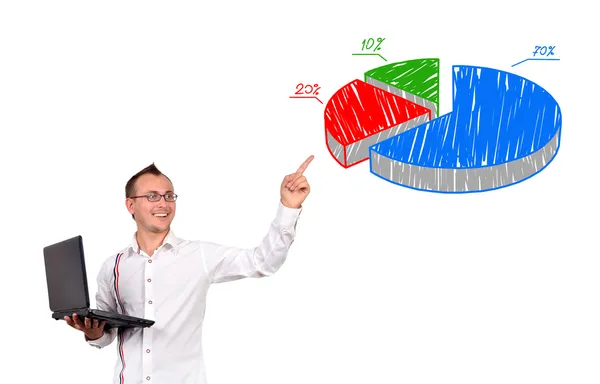 Rámutat, hogy kördiagram — Stock Fotó