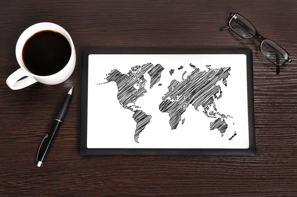 Map on touchpad — Stock Photo, Image