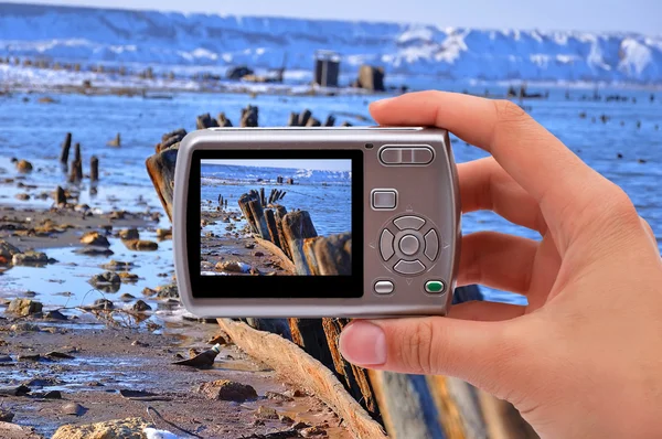 Fotocamera in mano — Foto Stock