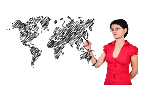 Drawing world map — Stock Photo, Image