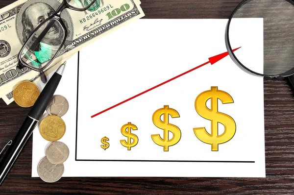 Esquema beneficios dólar —  Fotos de Stock