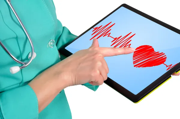 Símbolo del latido del corazón en touchpad — Foto de Stock