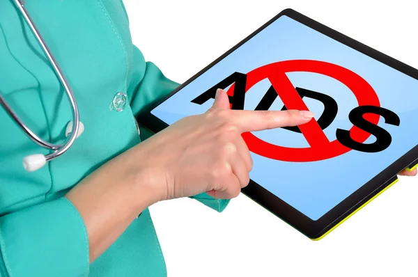 Aids symbol on touchpad — Stock Photo, Image