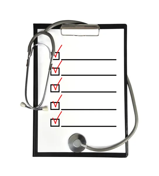 Clipboard with stethoscope — Stock Photo, Image