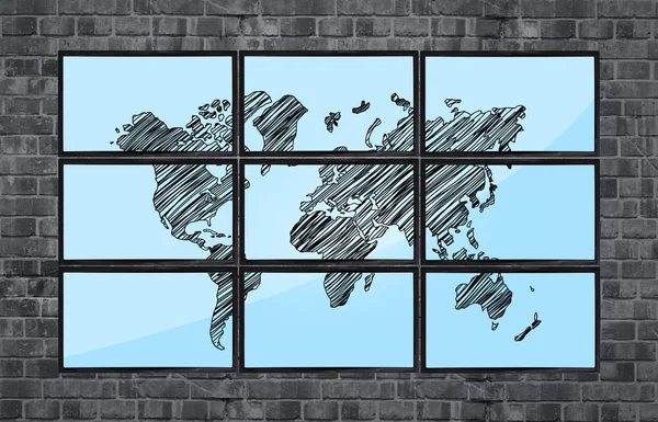 Mapa del mundo en paneles planos —  Fotos de Stock