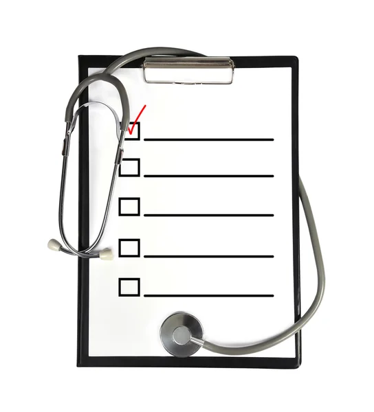 Clipboard with stethoscope — Stock Photo, Image