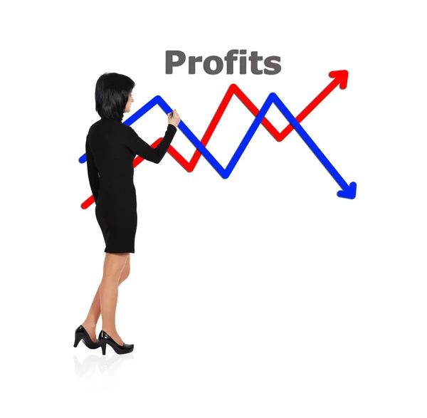 Frau zieht Chartgewinn — Stockfoto