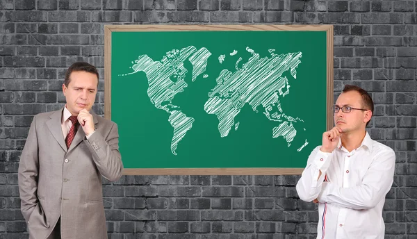 Two man and map — Stock Photo, Image