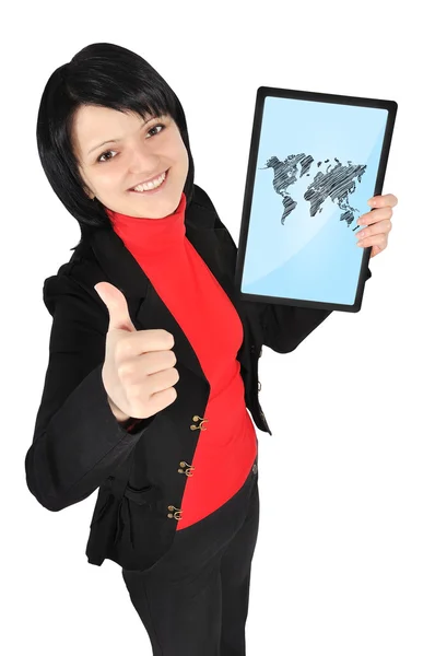 Touch pad with world map — Stock Photo, Image