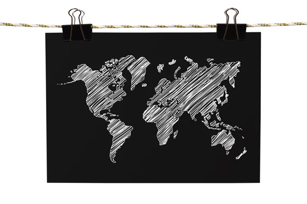 Cartaz com mapa do mundo — Fotografia de Stock