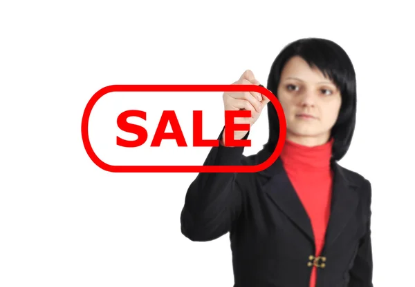 Žena výkresu prodej — Stock fotografie