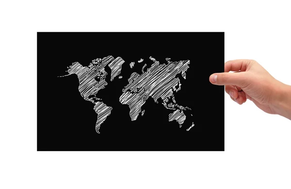 Cartaz preto com mapa — Fotografia de Stock