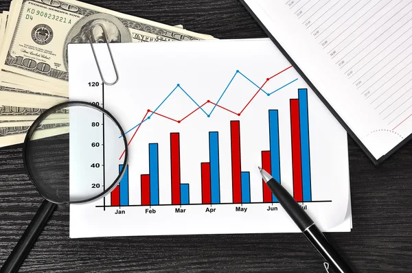 Papper med diagram — Stockfoto