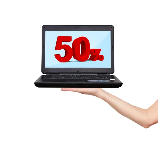 Laptop with discount — Stock Photo, Image