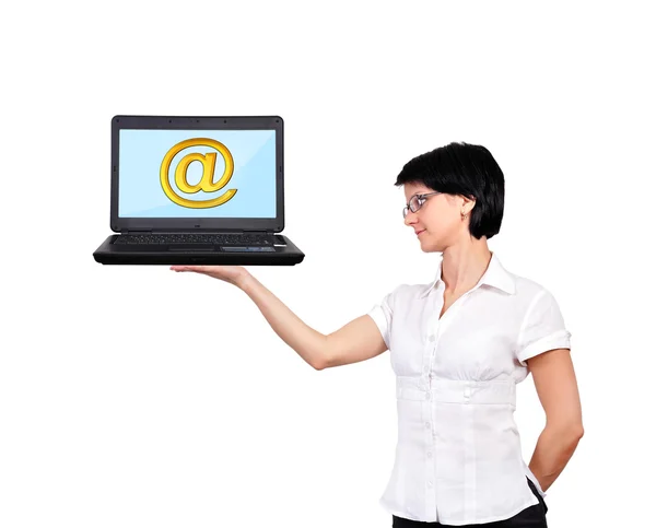 Laptop com ícone de e-mail — Fotografia de Stock