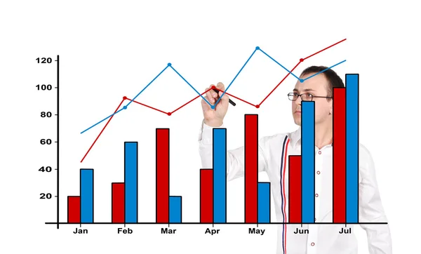 Man drawing graph — Stock Photo, Image