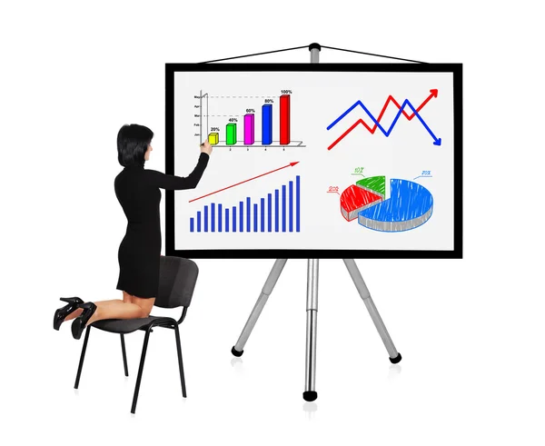 Woman standing graph — Stock Photo, Image