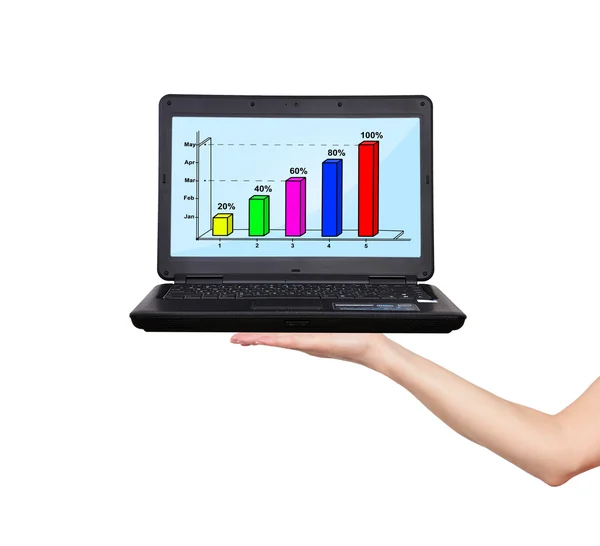 Laptop with chart — Stock Photo, Image