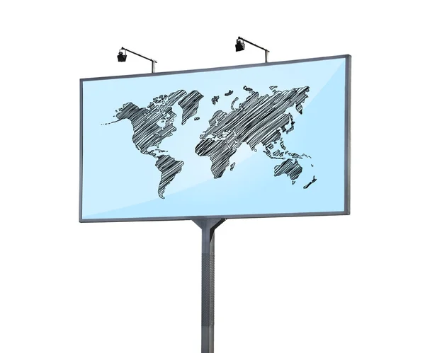 Billboard with world map — Stock Photo, Image