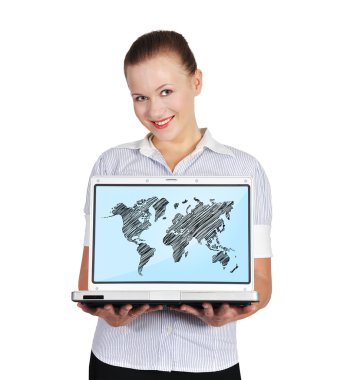 Dizüstü bilgisayarlı kadın