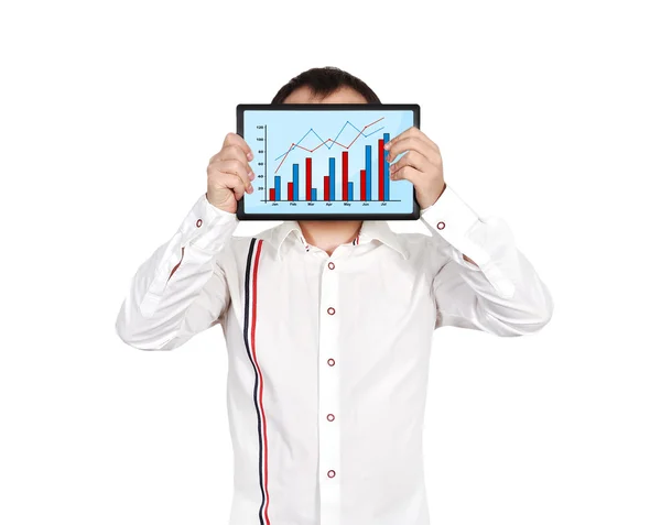 Tablet mit Business-Grafik — Stockfoto