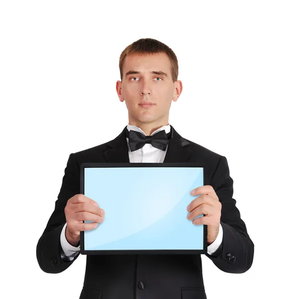 Businessman holding tablet — Stock Photo, Image