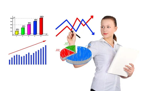 Girl drawing a graph — Stock Photo, Image