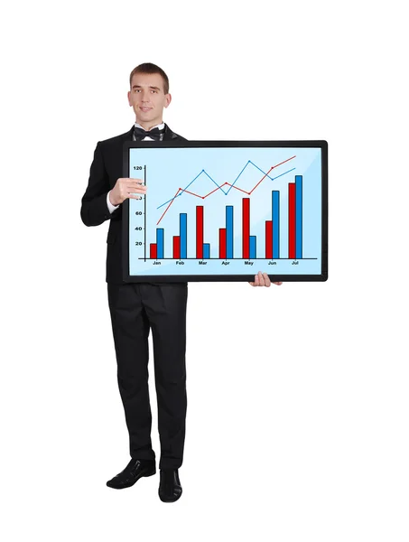 Geschäftsmann mit Chart — Stockfoto