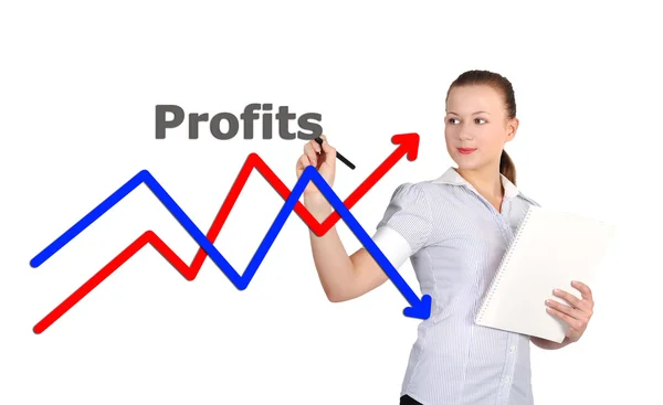 Businesswoman drawing graph — Stock Photo, Image