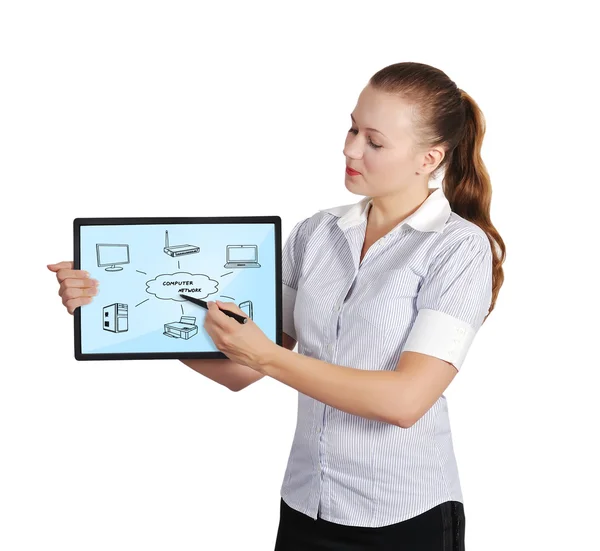 Tablet met computernetwerk — Stockfoto