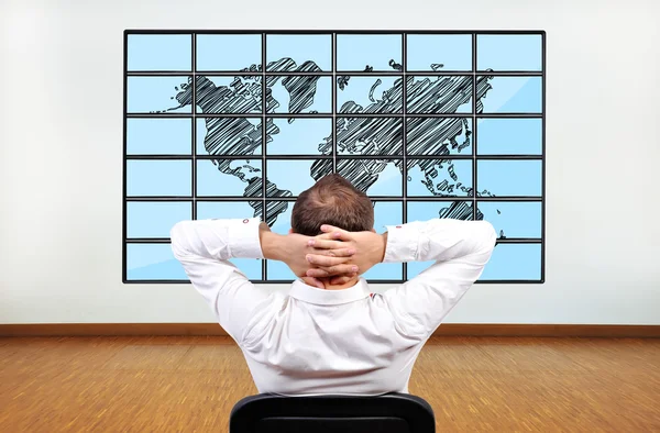 Wereld op flat-panelbeeldschermen — Stockfoto